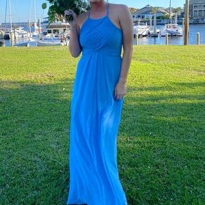 Azazie Ginger Bridesmaids Dress | Color: Steel Blue | Custom Size (Fits Size 14)